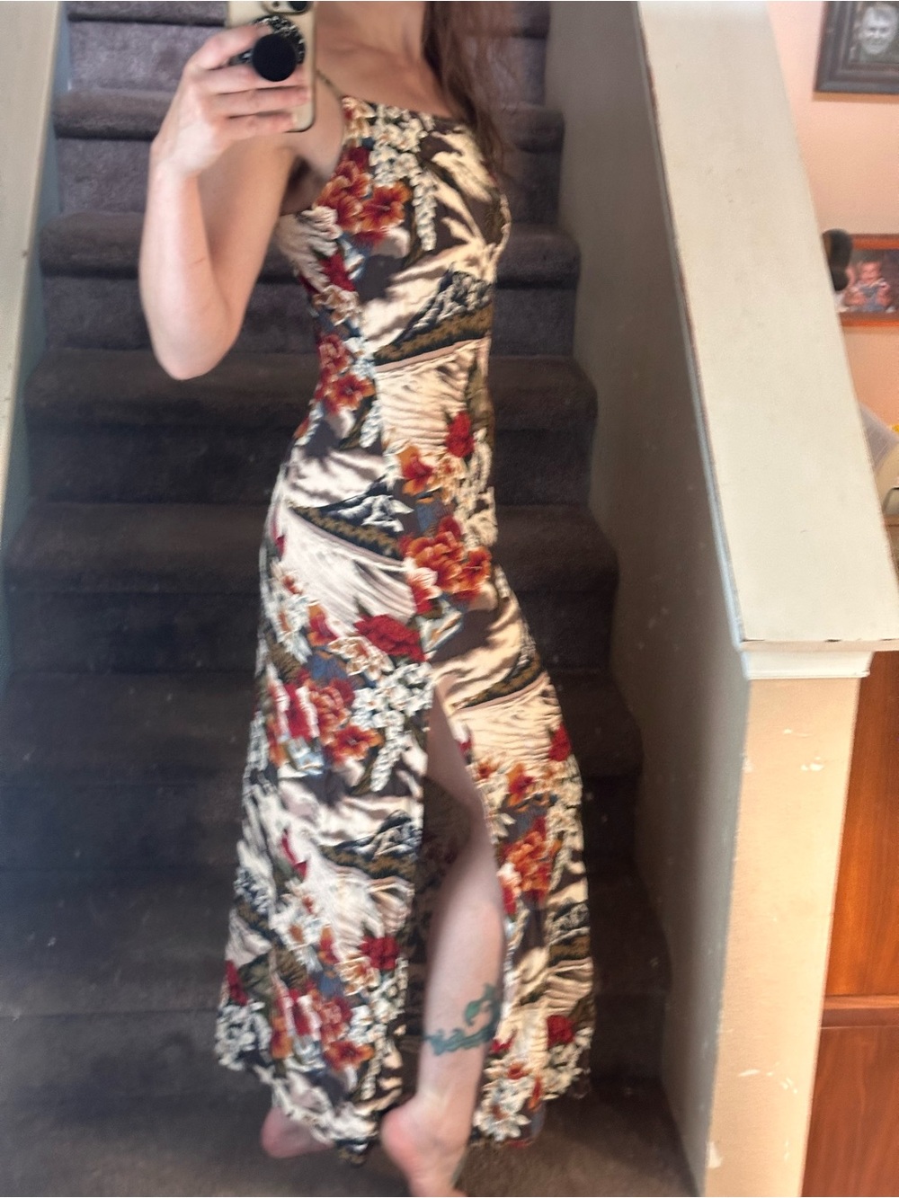 Ultra Flirt Floral Maxi Slip Dress - Black, Cream & Red - Picture 3 of 3